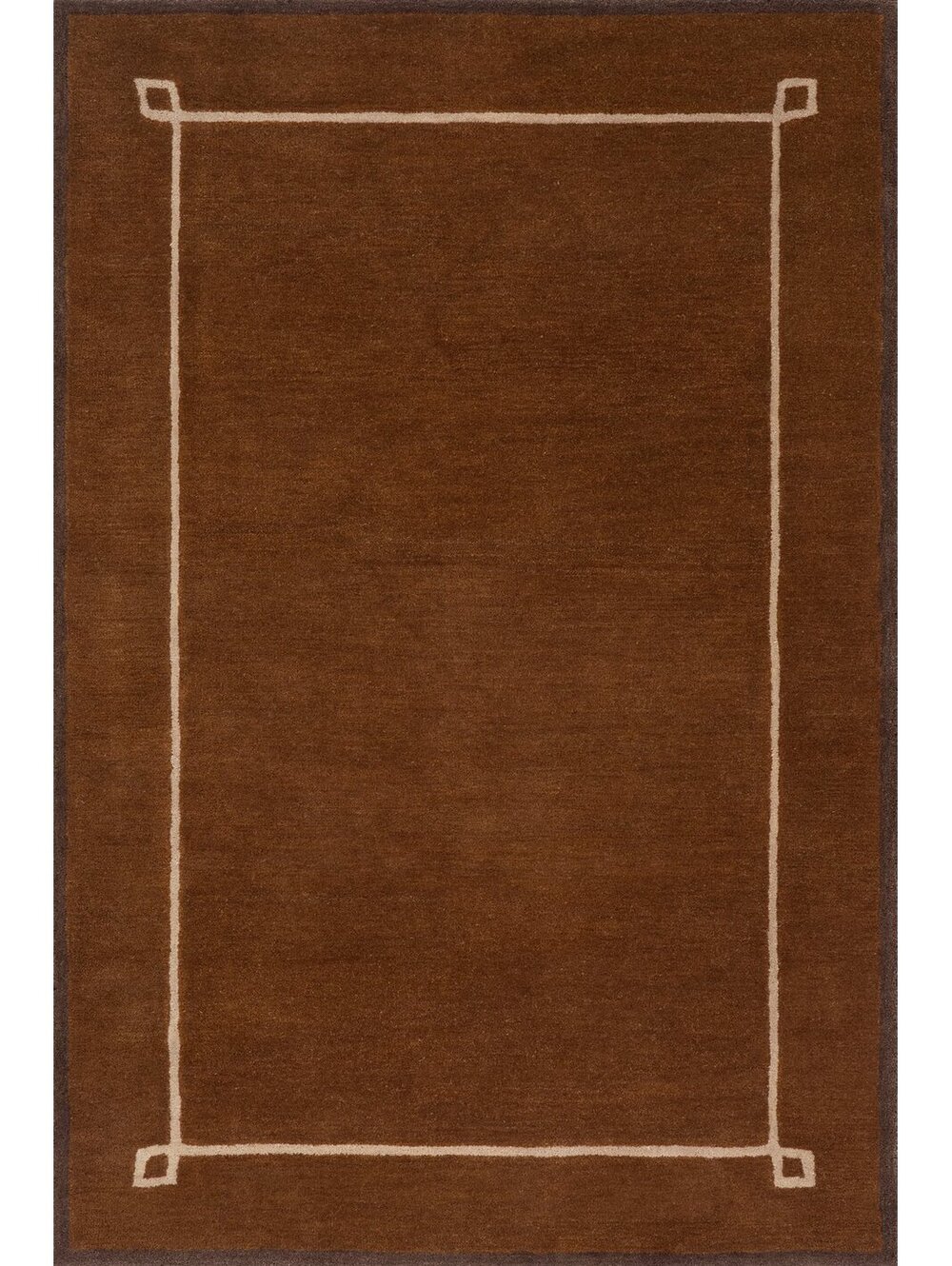 Rugs USA Serge Bordered Wool Rug by Nate Berkus | Golden Brown Size 7'6"x9'6"